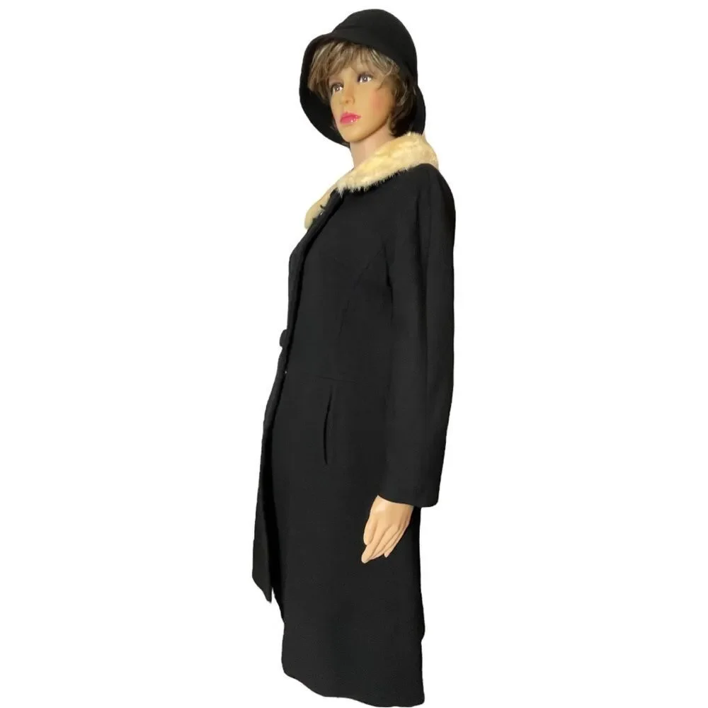 ✔️ Vintage Tailor Made Vintage Dress Coat with Mink Collar 1950’s 1960’s
